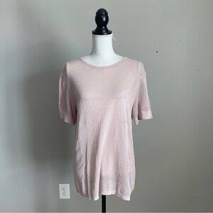 ZARA | Pink Loose Knit Lightweight Short Sleeve Top Sz L